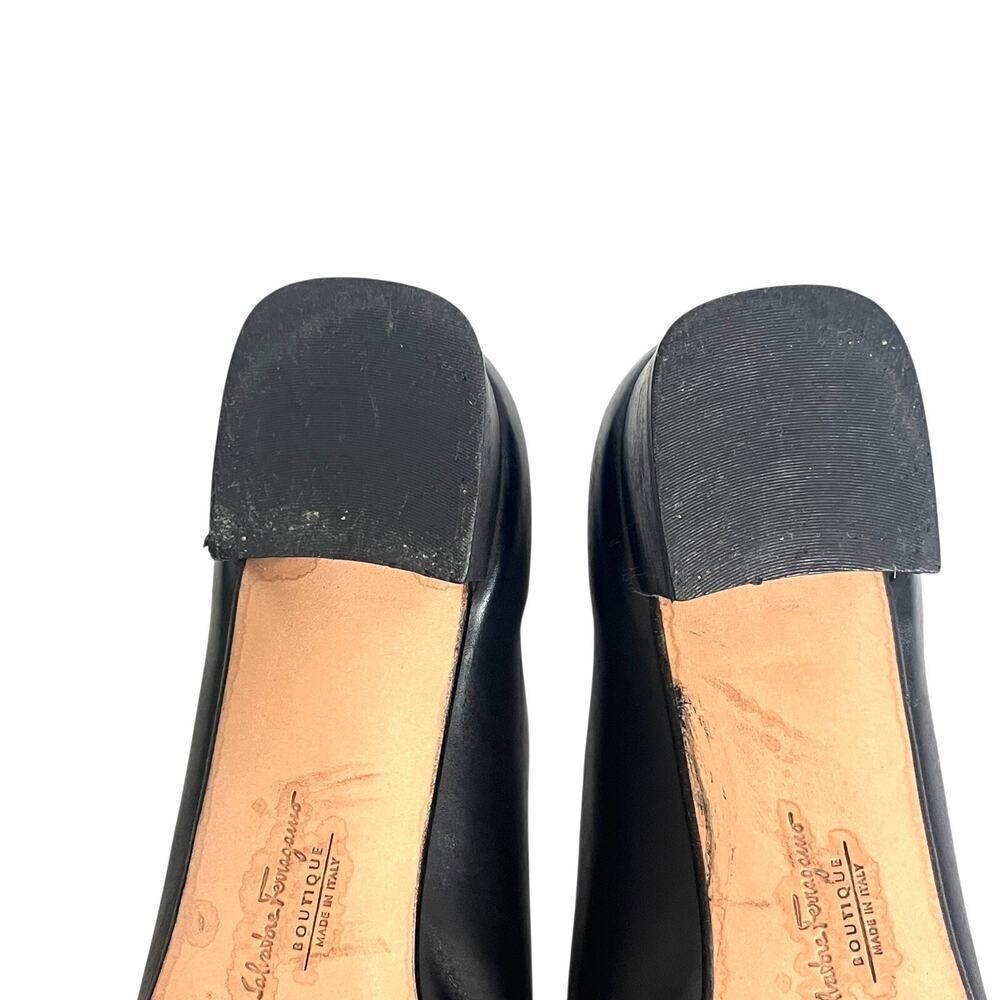 Vintage Salvatore Ferragamo Women’s Black Leather Pumps Gold Buckle Size 7 4A - Picture 9 of 12